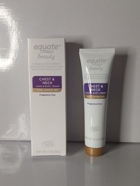 NIB Equate Beauty Chest Neck Hand & Body Cream - Fragrance-Free 2 Oz